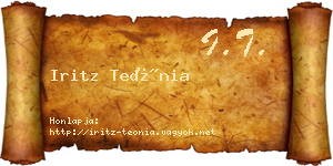Iritz Teónia névjegykártya